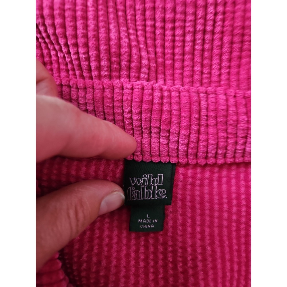 Wild Fable Corduroy Shacket Womens Large‎ L Pink Button Down Jacket Ribbed Y2K - Picture 4 of 12